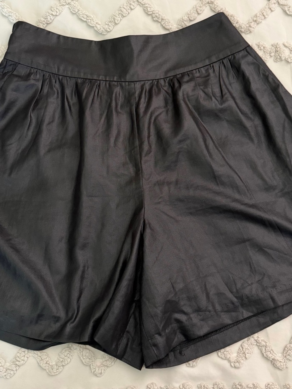 Armani Exchange Satin-Look High Waist Black Shorts